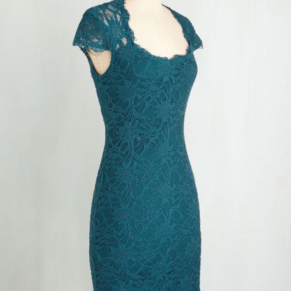 Modcloth teal lace dress with back cut-out
